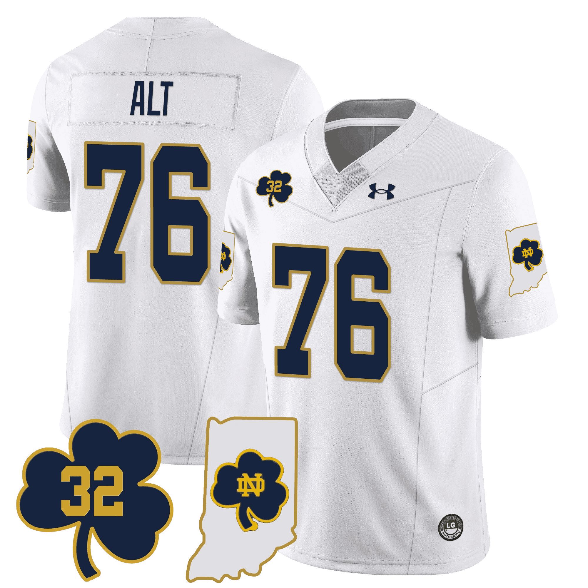 Men Notre Dame Fighting Irish #76 Alt White 2024 Vapor Limited NCAA Jersey